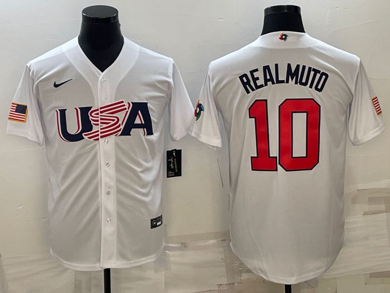 Men 2023 World Cub USA #10 Realmuto White Nike MLB Jersey12